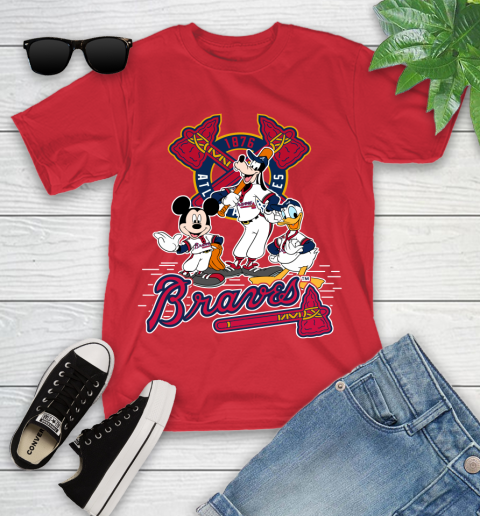 MLB Atlanta Braves Mickey Mouse Donald Duck Goofy Baseball T Shirt Youth T-Shirt 28