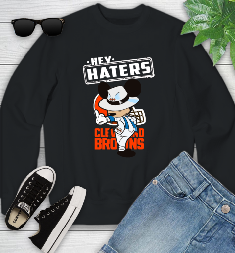NFL Hey Haters Mickey Football Sports Cleveland Browns Youth Sweatshirt