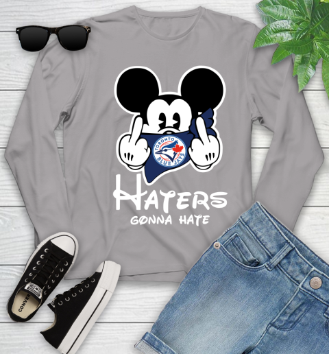 MLB Toronto Blue Jays Haters Gonna Hate Mickey Mouse Disney Baseball T Shirt_000 Youth Long Sleeve 5