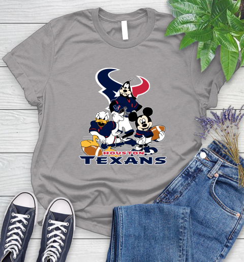 NFL Houston Texans Mickey Mouse Donald Duck Goofy Football Shirt Women's T-Shirt 5
