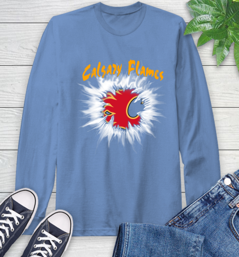 Calgary Flames NHL Hockey Adoring Fan Rip Sports Long Sleeve T-Shirt 12