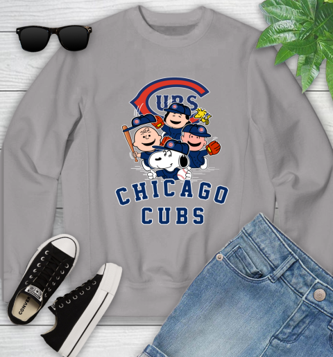 MLB Chicago Cubs Snoopy Charlie Brown Woodstock The Peanuts Movie Baseball T Shirt Youth Sweatshirt 3