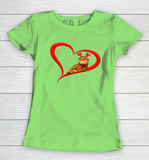 Funny Abyssinian Cat Valentine Pet Kitten Cat Lover Women's T-Shirt 5