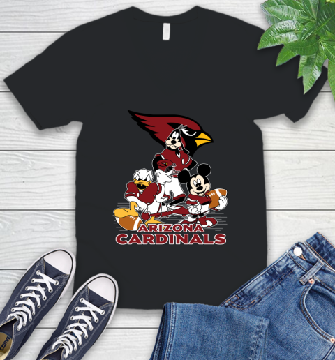 NFL Arizona Cardinals Mickey Mouse Donald Duck Goofy Football Shirt V-Neck T-Shirt