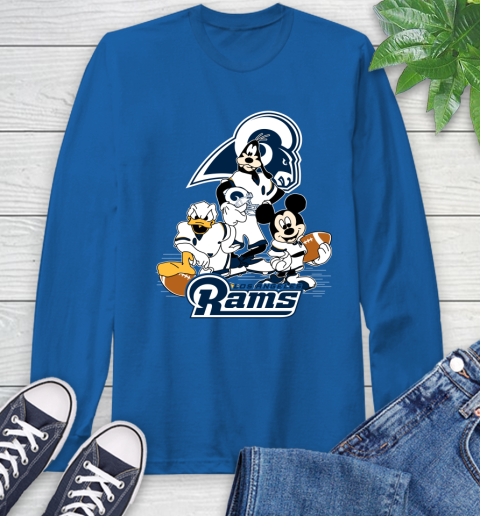 NFL Los Angeles Rams Mickey Mouse Donald Duck Goofy Football Shirt Long Sleeve T-Shirt 10