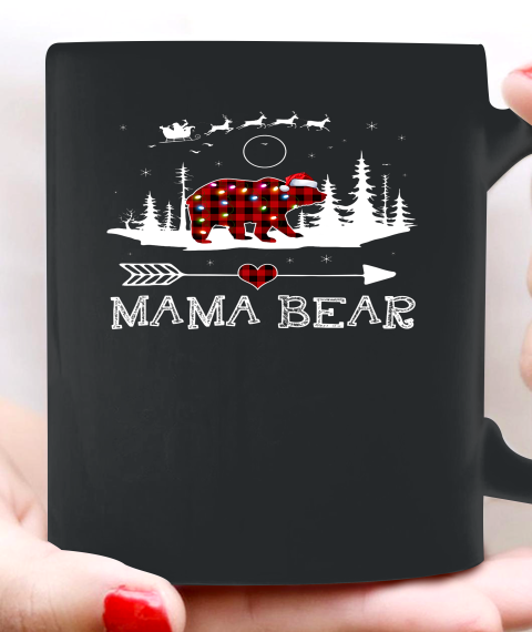 Christmas Lights Pajama Matching Red Plaid Mama Bear Ceramic Mug 11oz