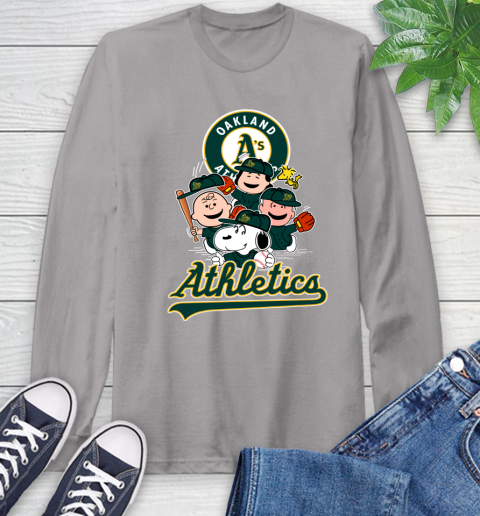 MLB Oakland Athletics Snoopy Charlie Brown Woodstock The Peanuts Movie Baseball T Shirt_000 Long Sleeve T-Shirt 6
