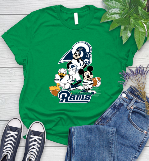 NFL Los Angeles Rams Mickey Mouse Donald Duck Goofy Football Shirt Women's T-Shirt 9