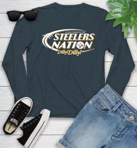 NFL A True Friend Of The Pittsburgh Steelers Dilly Dilly Football Sports Youth Long Sleeve 9