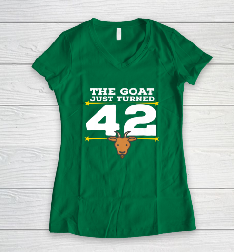 The Goat Just Turned 42 42nd Birthday Goat Women's V-Neck T-Shirt 3