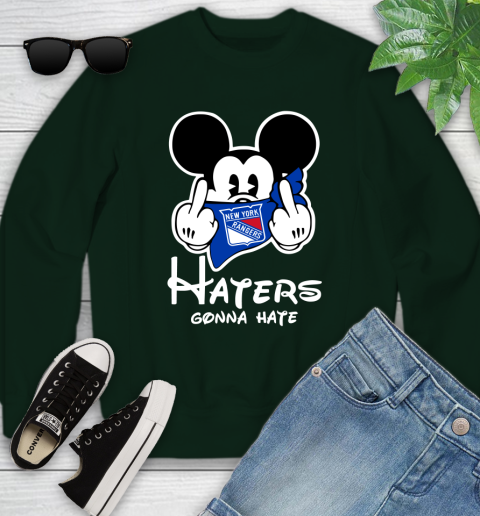 NHL New York Rangers Haters Gonna Hate Mickey Mouse Disney Hockey T Shirt Youth Sweatshirt 9