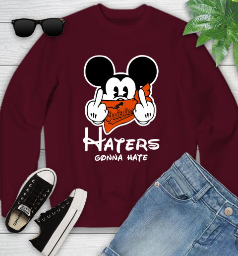 MLB Baltimore Orioles Haters Gonna Hate Mickey Mouse Disney Baseball T Shirt_000 Youth Sweatshirt 4