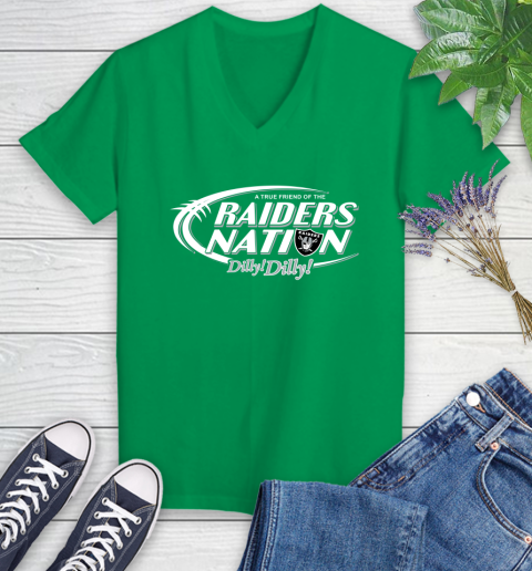 NFL A True Friend Of The Oakland Raiders Dilly Dilly Football Sports Women's V-Neck T-Shirt 5