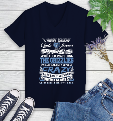 Memphis Grizzlies NBA Basketball Don't Mess With Me While I'm Watching My Team Women's V-Neck T-Shirt 2