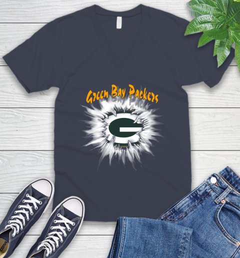 Green Bay Packers NFL Football Adoring Fan Rip Sports V-Neck T-Shirt 8