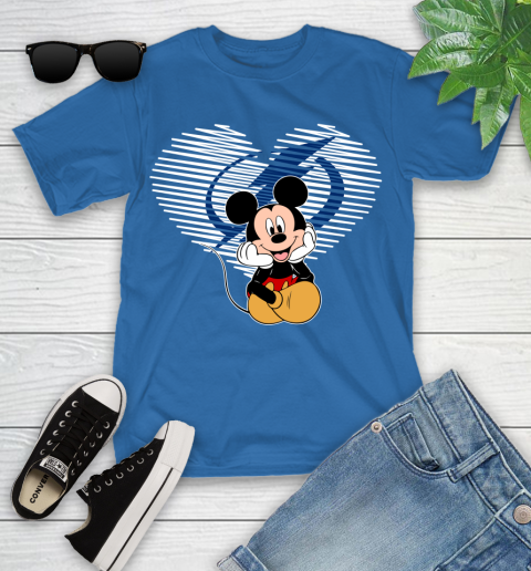 NHL Tampa Bay Lightning The Heart Mickey Mouse Disney Hockey Youth T-Shirt 12