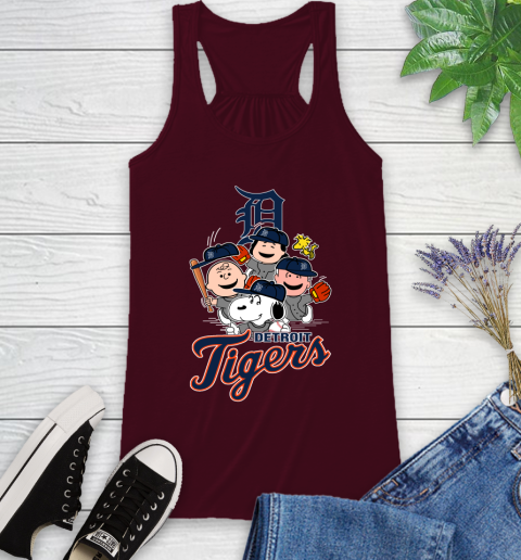 MLB Detroit Tigers Snoopy Charlie Brown Woodstock The Peanuts Movie Baseball T Shirt Racerback Tank 2