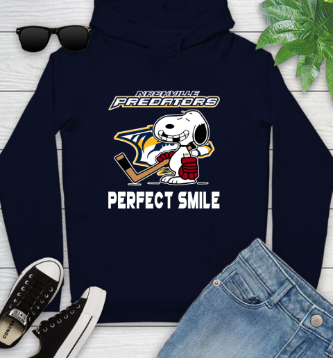 NHL Nashville Predators Snoopy Perfect Smile The Peanuts Movie Hockey T Shirt Youth Hoodie 3