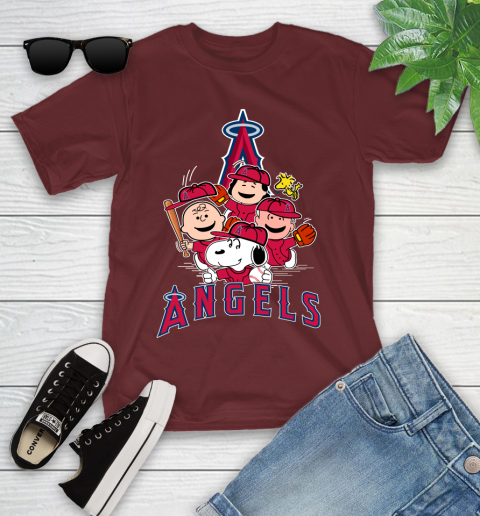 MLB Los Angeles Angels Snoopy Charlie Brown Woodstock The Peanuts Movie Baseball T Shirt_000 Youth T-Shirt 14