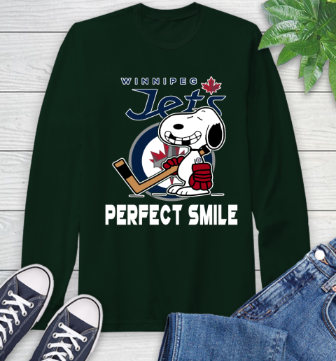 NHL Winnipeg Jets Snoopy Perfect Smile The Peanuts Movie Hockey T Shirt Long Sleeve T-Shirt 7
