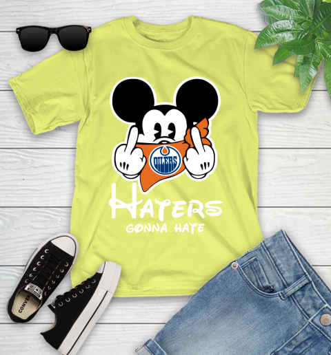 NHL Edmonton Oilers Haters Gonna Hate Mickey Mouse Disney Hockey T Shirt Youth T-Shirt 10