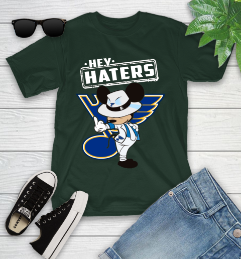 NHL Hey Haters Mickey Hockey Sports St.Louis Blues Youth T-Shirt 5