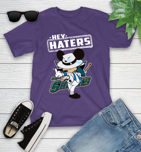 NHL Hey Haters Mickey Hockey Sports San Jose Sharks Youth T-Shirt 3