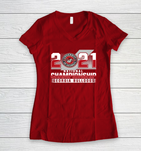 Georgia Bulldogs Championships 2021 Women's V-Neck T-Shirt 13