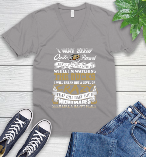 Anaheim Ducks NHL Hockey Don't Mess With Me While I'm Watching My Team V-Neck T-Shirt 3