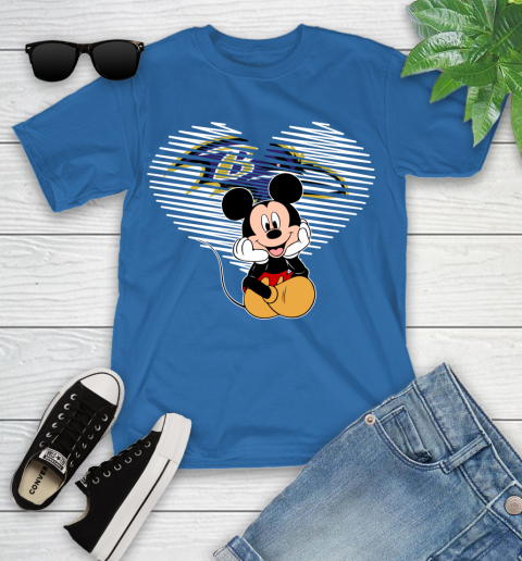 NFL Baltimore Ravens The Heart Mickey Mouse Disney Football T Shirt_000 Youth T-Shirt 12