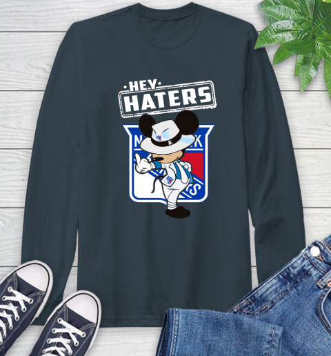 NHL Hey Haters Mickey Hockey Sports New York Rangers Long Sleeve T-Shirt 9