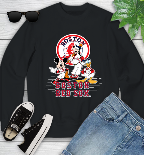 MLB Boston Red Sox Mickey Mouse Donald Duck Goofy Baseball T Shirt Youth Sweatshirt