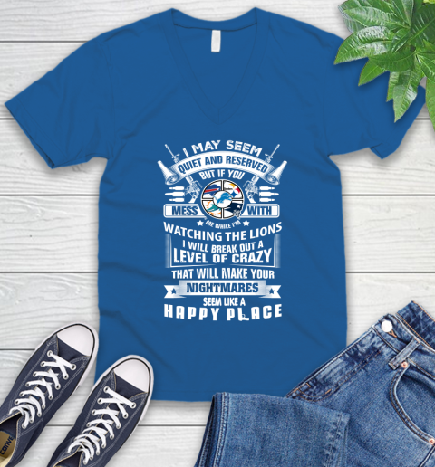 Detroit Lions NFL Football Don't Mess With Me While I'm Watching My Team Sports V-Neck T-Shirt 5
