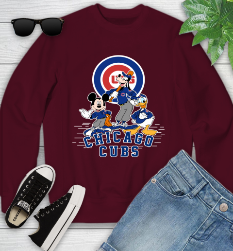 MLB Chicago Cubs Mickey Mouse Donald Duck Goofy Baseball T Shirt Youth Sweatshirt 4
