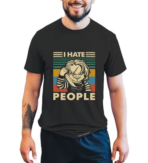 Chucky Vintage T Shirt, Horror Character Shirt, I Hate People T Shirt, Halloween Gifts