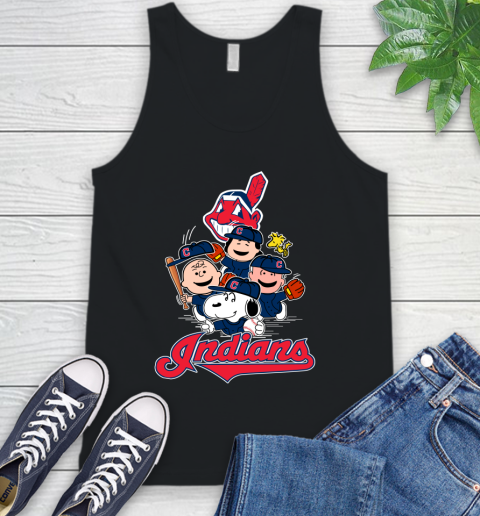 MLB Cleveland Indians Snoopy Charlie Brown Woodstock The Peanuts Movie Baseball T Shirt_000 Tank Top
