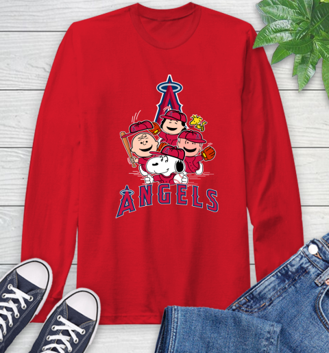 MLB Los Angeles Angels Snoopy Charlie Brown Woodstock The Peanuts Movie Baseball T Shirt_000 Long Sleeve T-Shirt 11