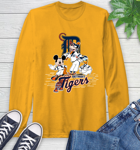 MLB Detroit Tigers Mickey Mouse Donald Duck Goofy Baseball T Shirt Long Sleeve T-Shirt 2
