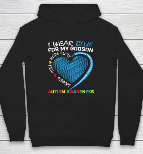 I Wear Blue For My Godson Autism Awareness Puzzle Heart Hoodie