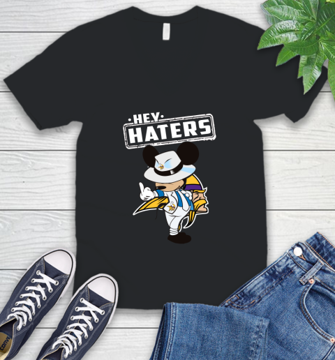 NFL Hey Haters Mickey Football Sports Minnesota Vikings V-Neck T-Shirt