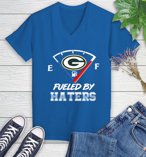 Green Bay Packers NFL Football Fueled By Haters Sports Women's V-Neck T-Shirt 10