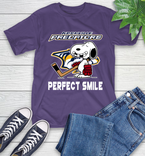 NHL Nashville Predators Snoopy Perfect Smile The Peanuts Movie Hockey T Shirt T-Shirt 5