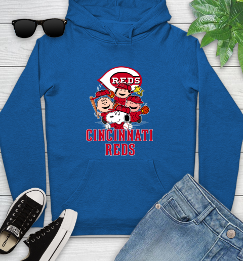 MLB Cincinnati Reds Snoopy Charlie Brown Woodstock The Peanuts Movie Baseball T Shirt_000 Youth Hoodie 11