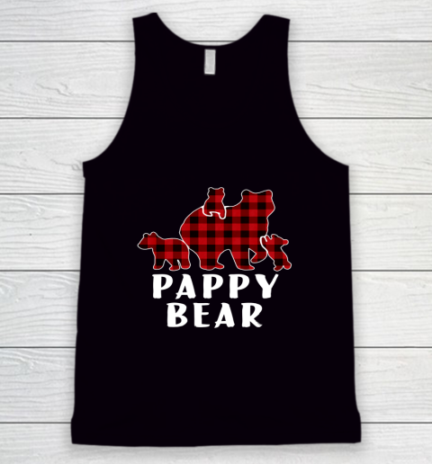 Pappy Bear 3 Cubs Shirt Christmas Mama Bear Plaid Pajama Tank Top