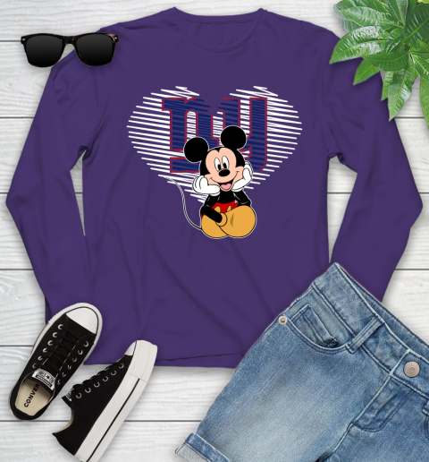 NFL New York Giants The Heart Mickey Mouse Disney Football T Shirt_000 Youth Long Sleeve 4