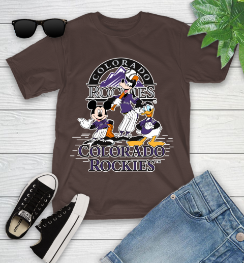 MLB Colorado Rockies Mickey Mouse Donald Duck Goofy Baseball T Shirt Youth T-Shirt 7