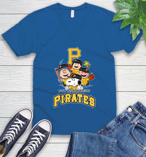 MLB Pittsburgh Pirates Snoopy Charlie Brown Woodstock The Peanuts Movie Baseball T Shirt_000 V-Neck T-Shirt 5
