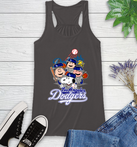 MLB Los Angeles Dodgers Snoopy Charlie Brown Woodstock The Peanuts Movie Baseball T Shirt_000 Racerback Tank 11