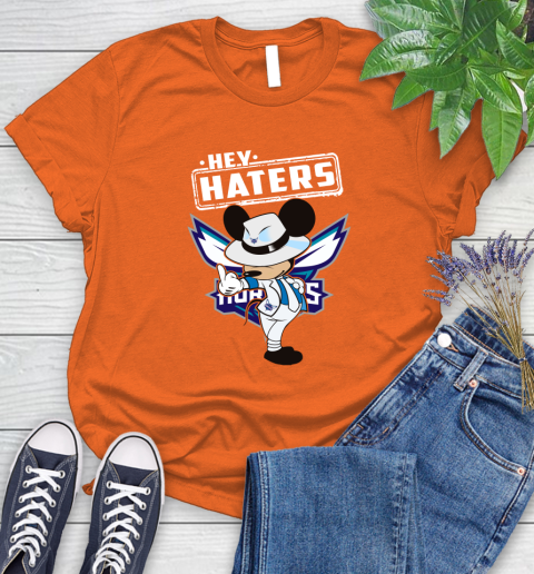 NBA Hey Haters Mickey Basketball Sports Charlotte Hornets Women's T-Shirt 3