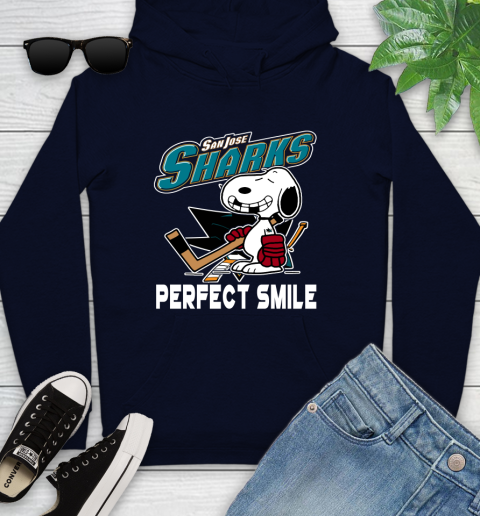 NHL San Jose Sharks Snoopy Perfect Smile The Peanuts Movie Hockey T Shirt Youth Hoodie 3